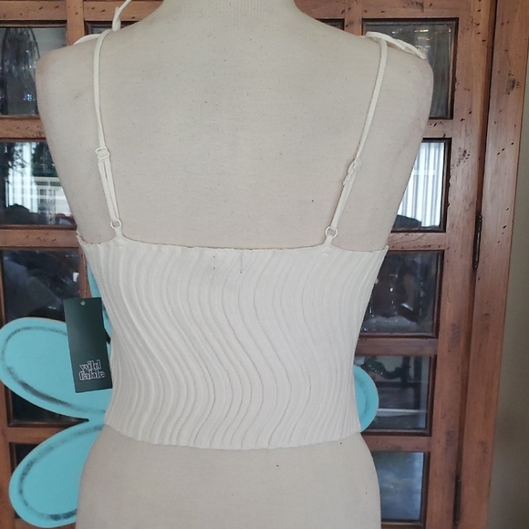 Wild Fable Cream Smocked Crop Top - Picture 2 of 4